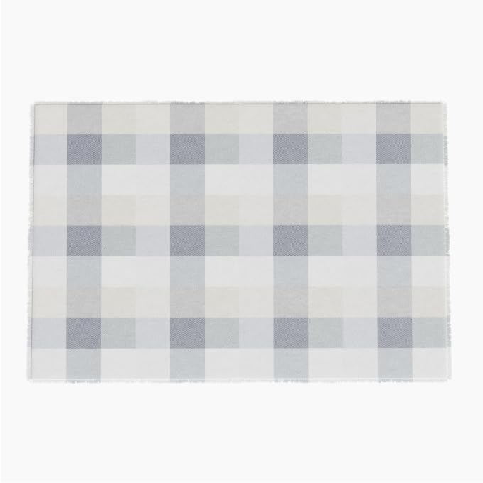 Outer Insect-Repellent Throw Blanket with Bug Shield Technology,Lightweight Outdoor Blanket for Backyard,Camping,Picnic and Beach,Stone Gray Buffalo Plaid,50" W x 60"