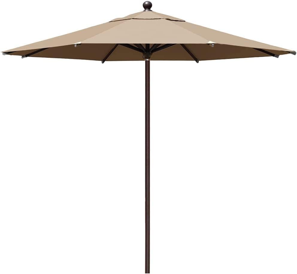 EliteShade USA 10-Year-Non-Fading 9Ft Market Umbrella Patio Umbrella Outdoor Table Umbrella with Ventilation, Heather Beige