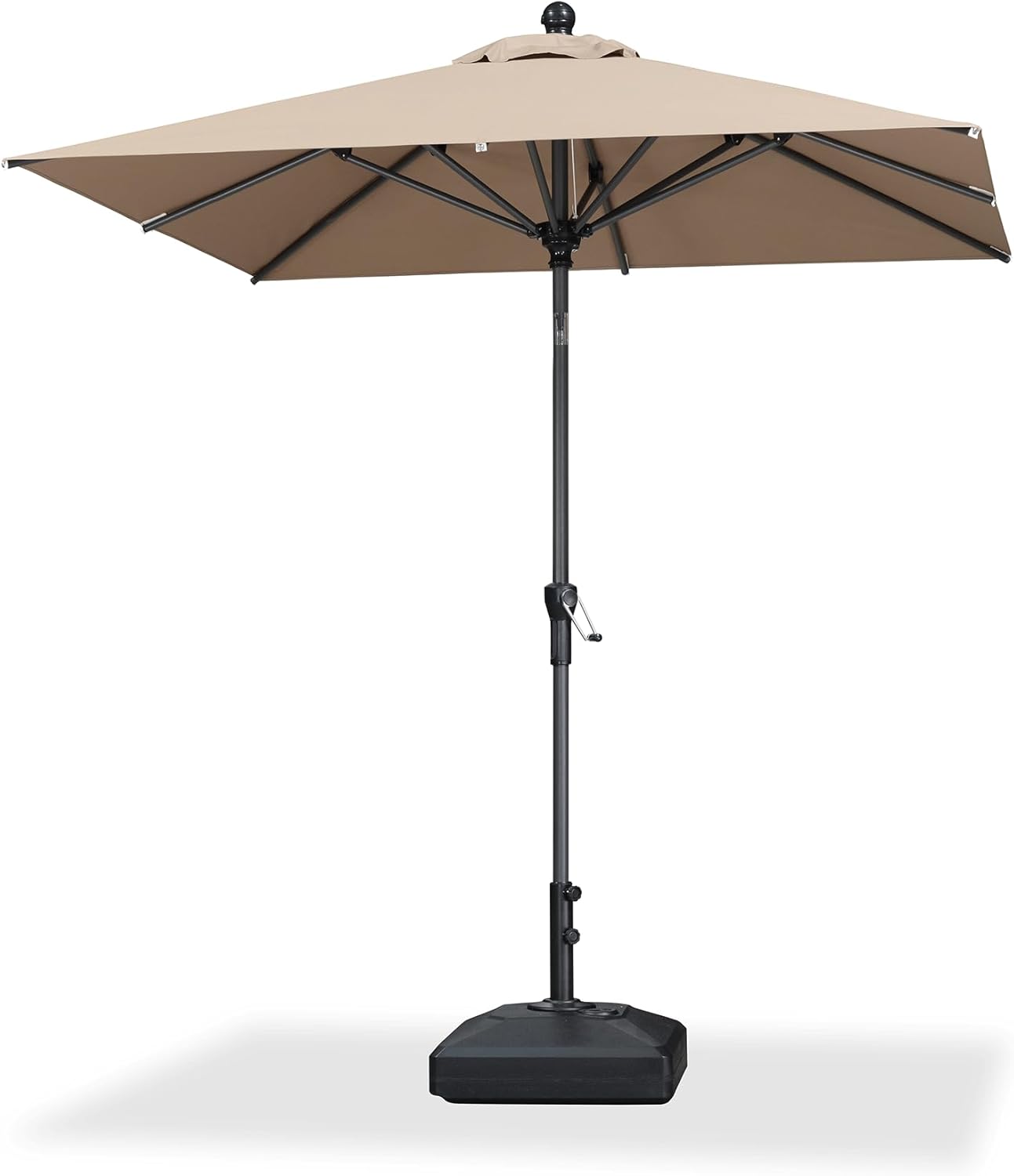 PURPLE LEAF 10' x 6.5' Rectangle Patio Market Umbrella with Base Outdoor Table Umbrellas Aluminum Frame Sun Shade with 8 Sturdy Ribs Tilt for Garden Deck Lawn Pool Beige
