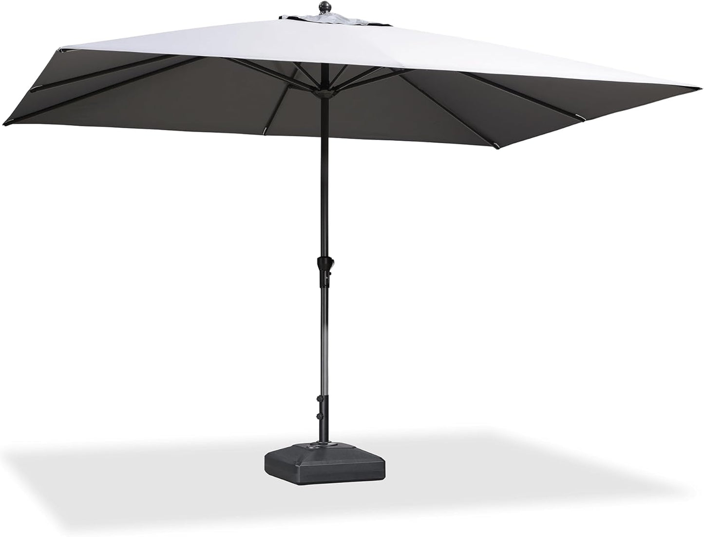 PURPLE LEAF 10' x 6.5' Rectangle Patio Market Umbrella with Base Outdoor Table Umbrellas Aluminum Frame Sun Shade with 8 Sturdy Ribs Tilt for Garden Deck Lawn Pool Beige