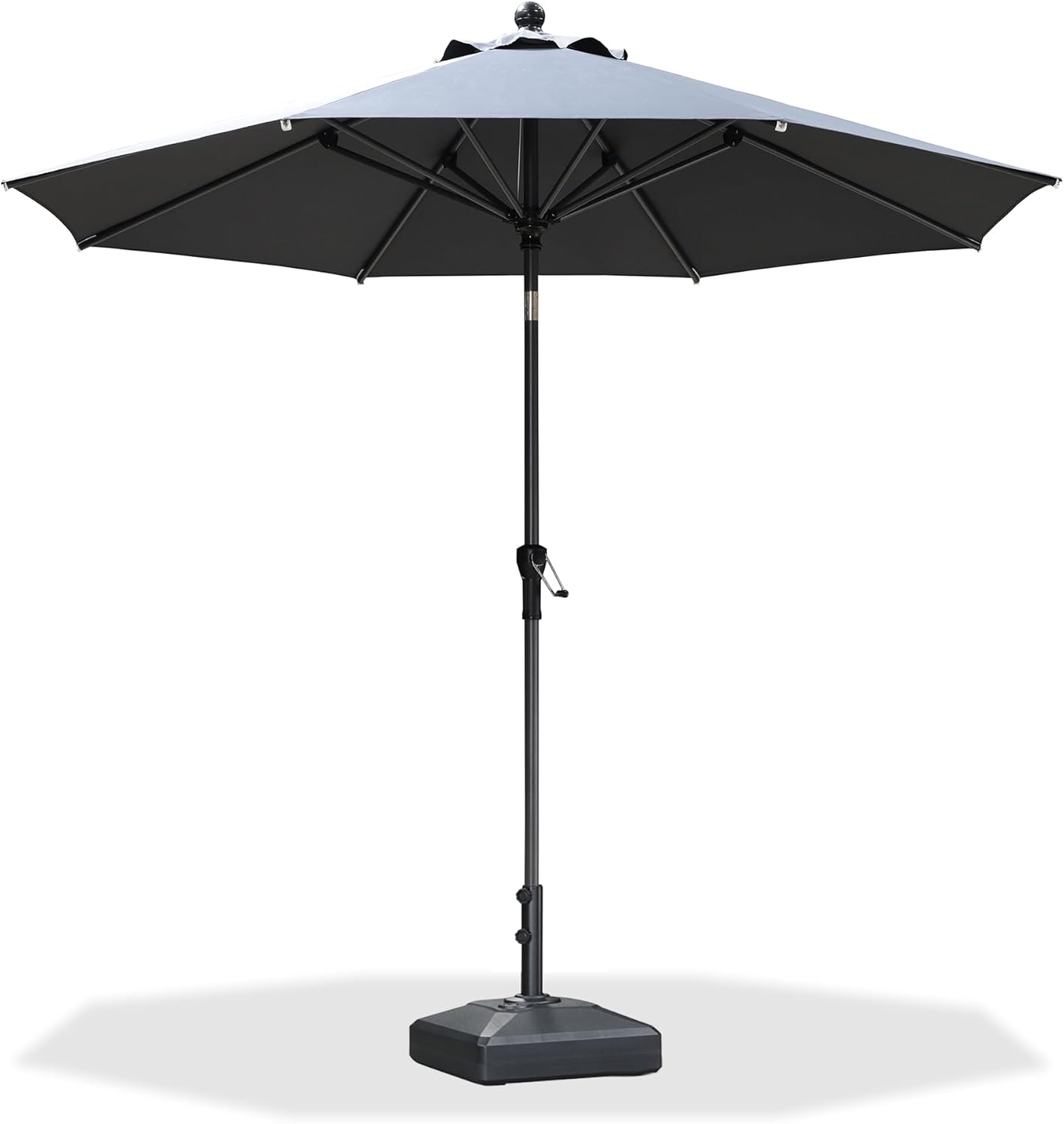 PURPLE LEAF 10' x 6.5' Rectangle Patio Market Umbrella with Base Outdoor Table Umbrellas Aluminum Frame Sun Shade with 8 Sturdy Ribs Tilt for Garden Deck Lawn Pool Beige