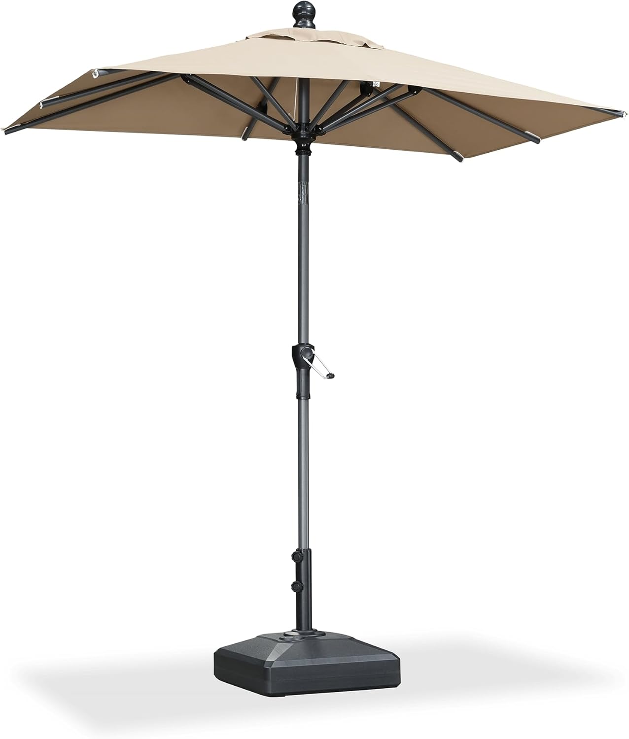 PURPLE LEAF 10' x 6.5' Rectangle Patio Market Umbrella with Base Outdoor Table Umbrellas Aluminum Frame Sun Shade with 8 Sturdy Ribs Tilt for Garden Deck Lawn Pool Beige