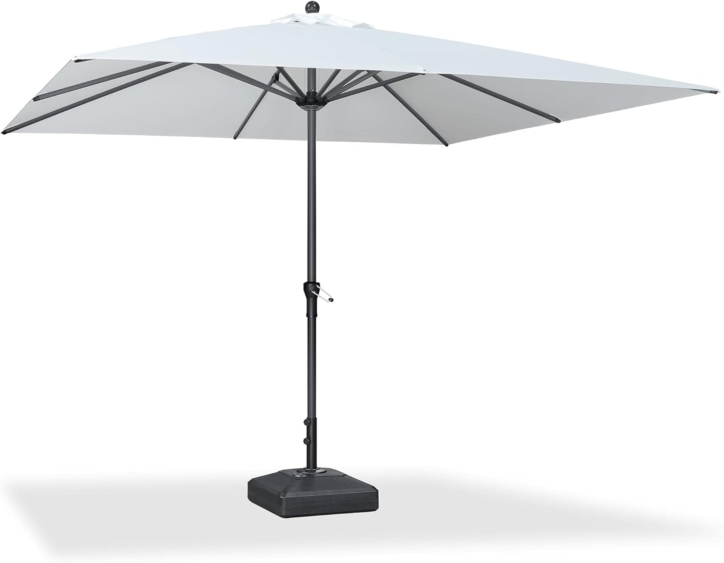 PURPLE LEAF 10' x 6.5' Rectangle Patio Market Umbrella with Base Outdoor Table Umbrellas Aluminum Frame Sun Shade with 8 Sturdy Ribs Tilt for Garden Deck Lawn Pool Beige