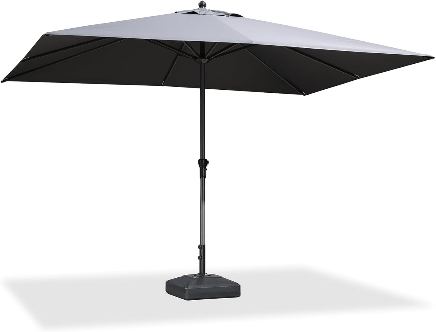 PURPLE LEAF 10' x 6.5' Rectangle Patio Market Umbrella with Base Outdoor Table Umbrellas Aluminum Frame Sun Shade with 8 Sturdy Ribs Tilt for Garden Deck Lawn Pool Beige