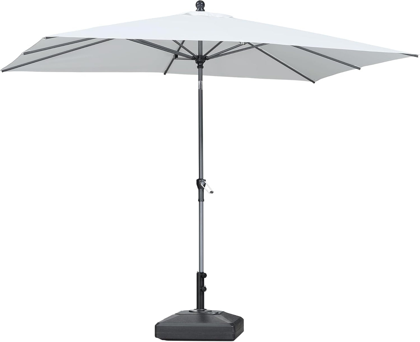 PURPLE LEAF 10' x 6.5' Rectangle Patio Market Umbrella with Base Outdoor Table Umbrellas Aluminum Frame Sun Shade with 8 Sturdy Ribs Tilt for Garden Deck Lawn Pool Beige