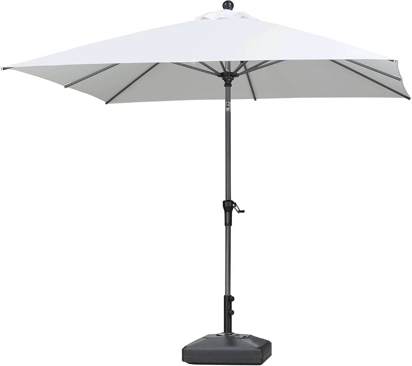 PURPLE LEAF 10' x 6.5' Rectangle Patio Market Umbrella with Base Outdoor Table Umbrellas Aluminum Frame Sun Shade with 8 Sturdy Ribs Tilt for Garden Deck Lawn Pool Beige