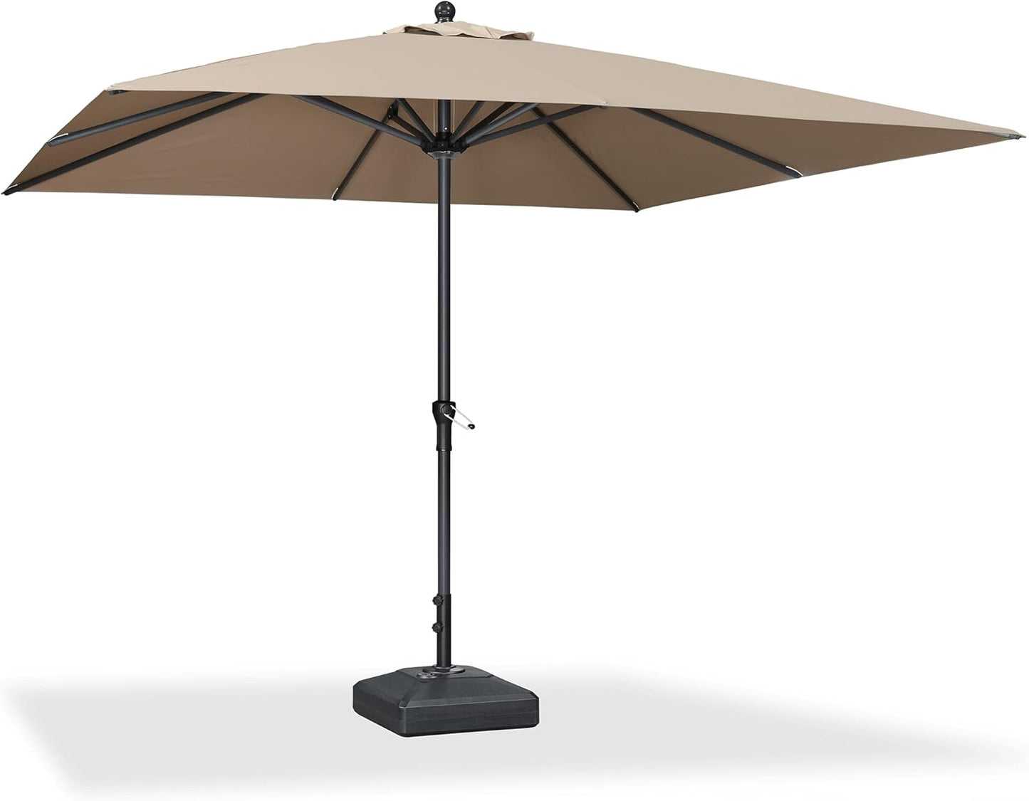 PURPLE LEAF 10' x 6.5' Rectangle Patio Market Umbrella with Base Outdoor Table Umbrellas Aluminum Frame Sun Shade with 8 Sturdy Ribs Tilt for Garden Deck Lawn Pool Beige