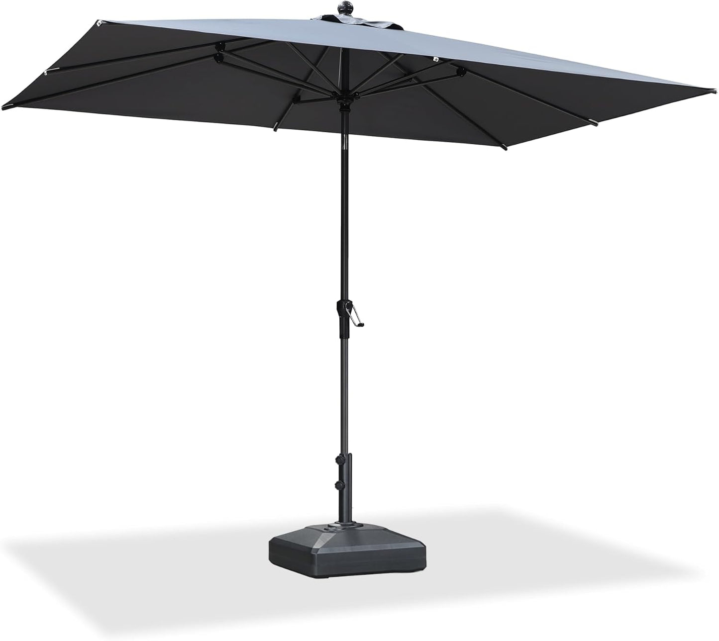 PURPLE LEAF 10' x 6.5' Rectangle Patio Market Umbrella with Base Outdoor Table Umbrellas Aluminum Frame Sun Shade with 8 Sturdy Ribs Tilt for Garden Deck Lawn Pool Beige