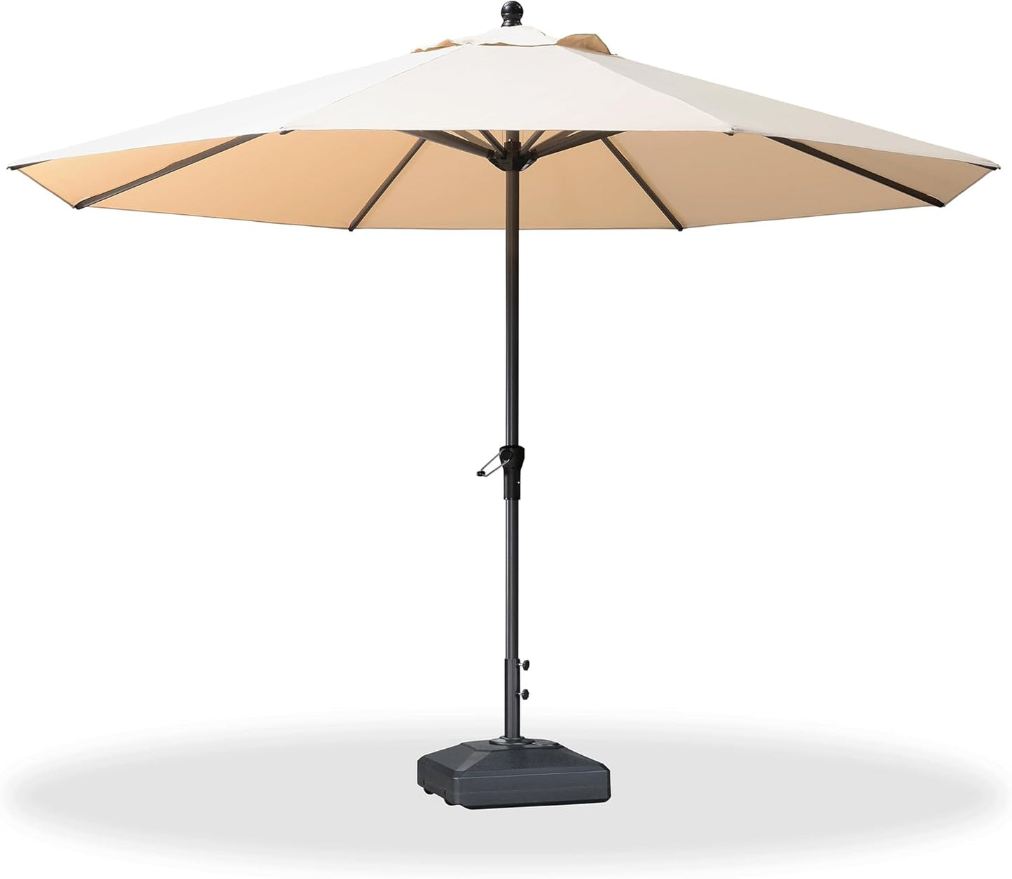 PURPLE LEAF 10' x 6.5' Rectangle Patio Market Umbrella with Base Outdoor Table Umbrellas Aluminum Frame Sun Shade with 8 Sturdy Ribs Tilt for Garden Deck Lawn Pool Beige