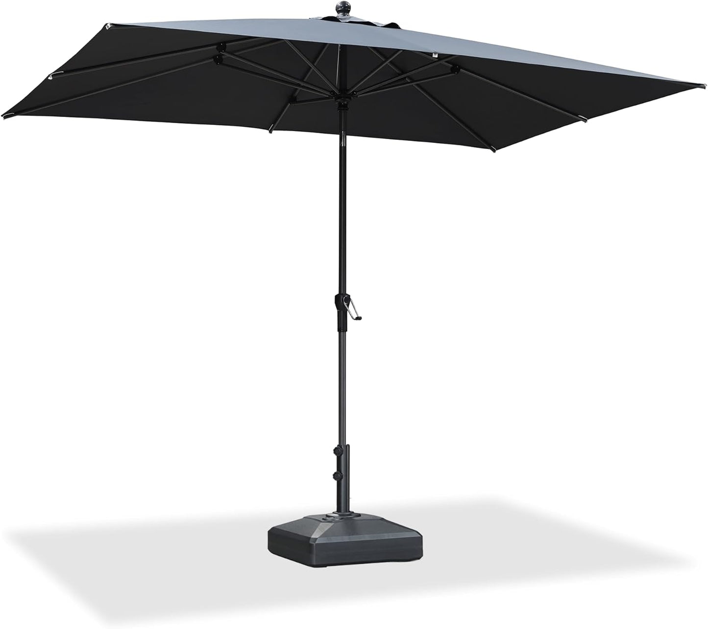 PURPLE LEAF 10' x 6.5' Rectangle Patio Market Umbrella with Base Outdoor Table Umbrellas Aluminum Frame Sun Shade with 8 Sturdy Ribs Tilt for Garden Deck Lawn Pool Beige