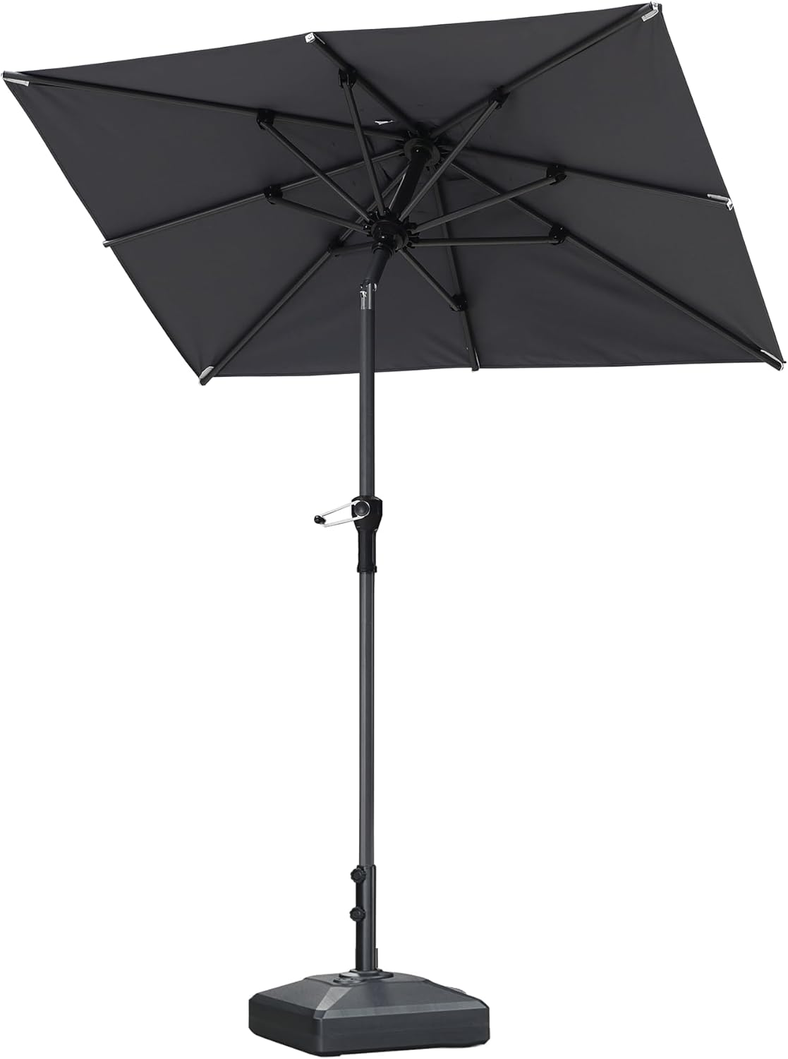PURPLE LEAF 10' x 6.5' Rectangle Patio Market Umbrella with Base Outdoor Table Umbrellas Aluminum Frame Sun Shade with 8 Sturdy Ribs Tilt for Garden Deck Lawn Pool Beige