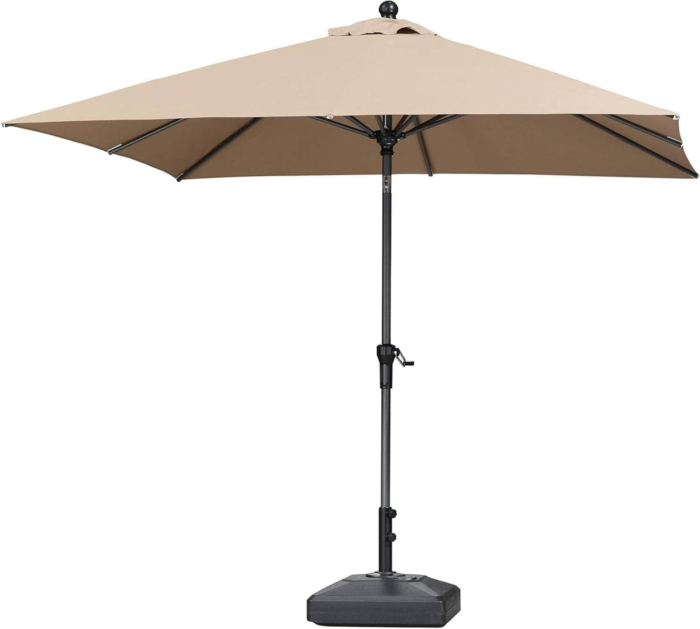 PURPLE LEAF 10' x 6.5' Rectangle Patio Market Umbrella with Base Outdoor Table Umbrellas Aluminum Frame Sun Shade with 8 Sturdy Ribs Tilt for Garden Deck Lawn Pool Beige