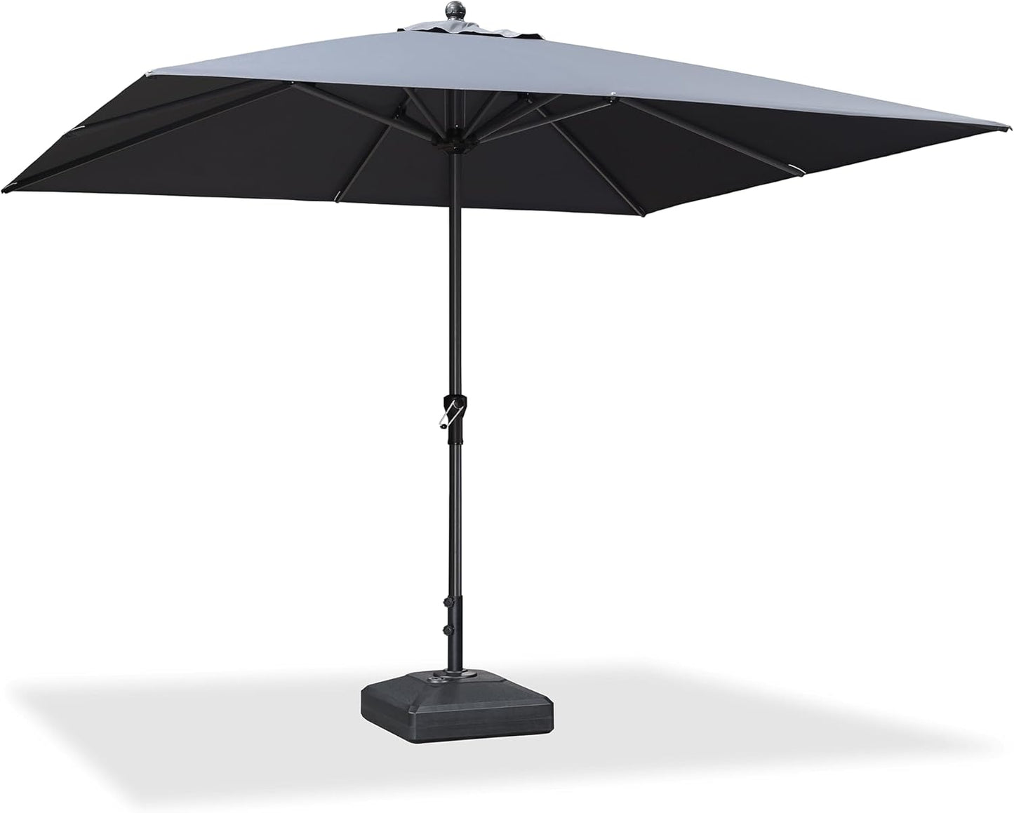 PURPLE LEAF 10' x 6.5' Rectangle Patio Market Umbrella with Base Outdoor Table Umbrellas Aluminum Frame Sun Shade with 8 Sturdy Ribs Tilt for Garden Deck Lawn Pool Beige
