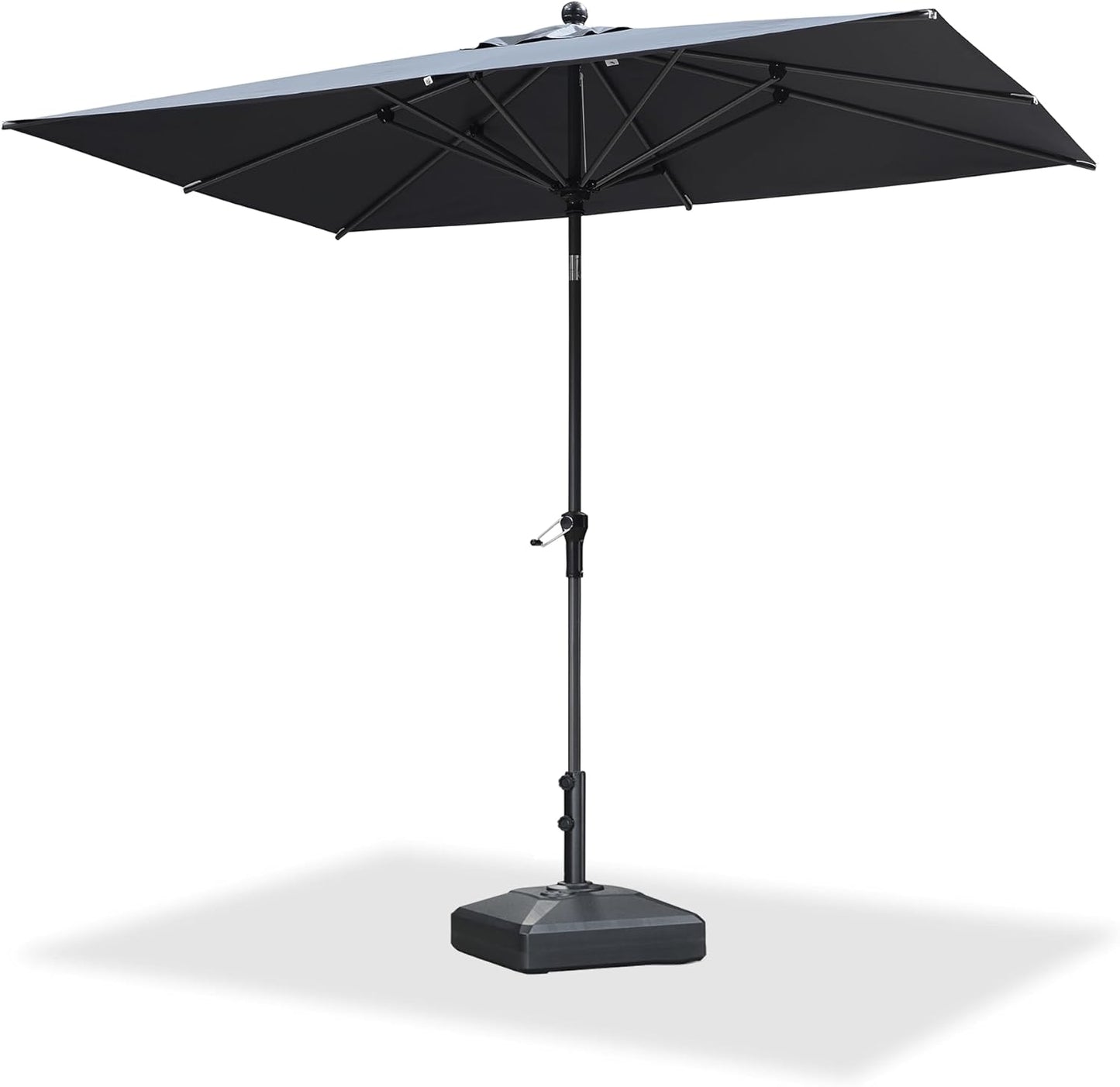 PURPLE LEAF 10' x 6.5' Rectangle Patio Market Umbrella with Base Outdoor Table Umbrellas Aluminum Frame Sun Shade with 8 Sturdy Ribs Tilt for Garden Deck Lawn Pool Beige
