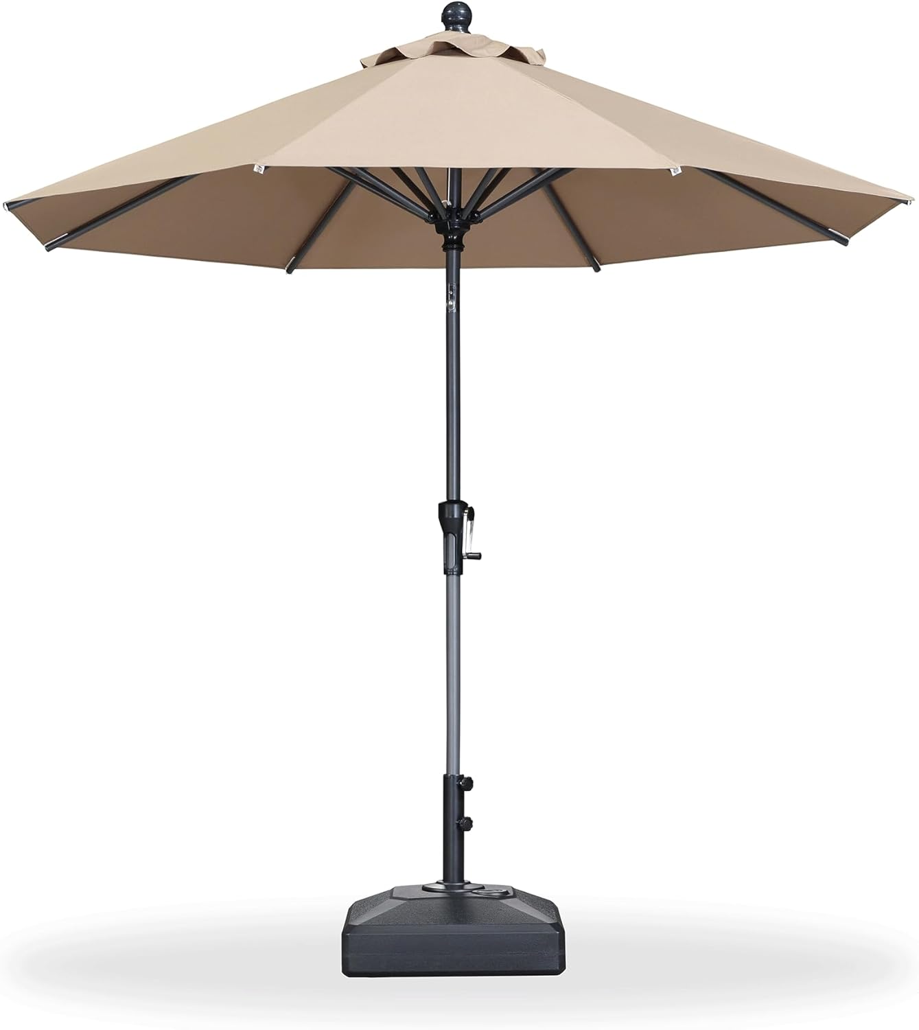 PURPLE LEAF 10' x 6.5' Rectangle Patio Market Umbrella with Base Outdoor Table Umbrellas Aluminum Frame Sun Shade with 8 Sturdy Ribs Tilt for Garden Deck Lawn Pool Beige