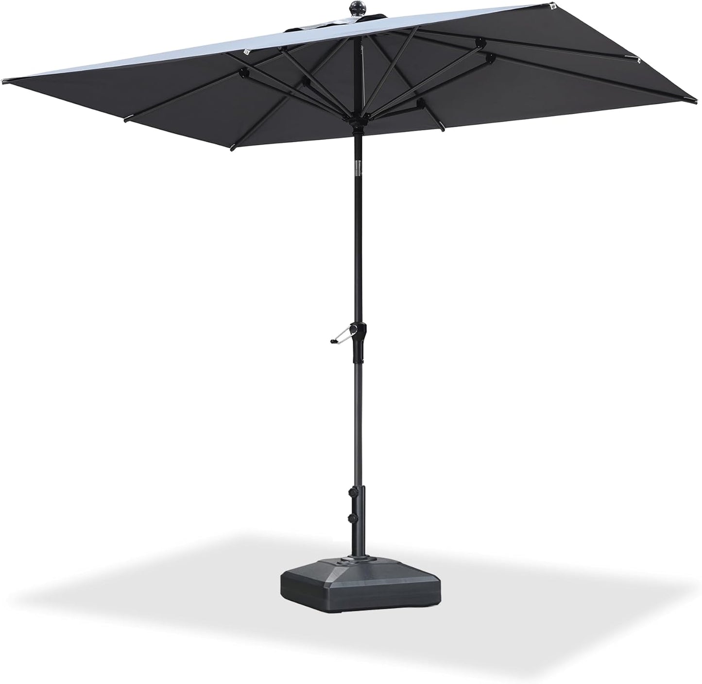 PURPLE LEAF 10' x 6.5' Rectangle Patio Market Umbrella with Base Outdoor Table Umbrellas Aluminum Frame Sun Shade with 8 Sturdy Ribs Tilt for Garden Deck Lawn Pool Beige