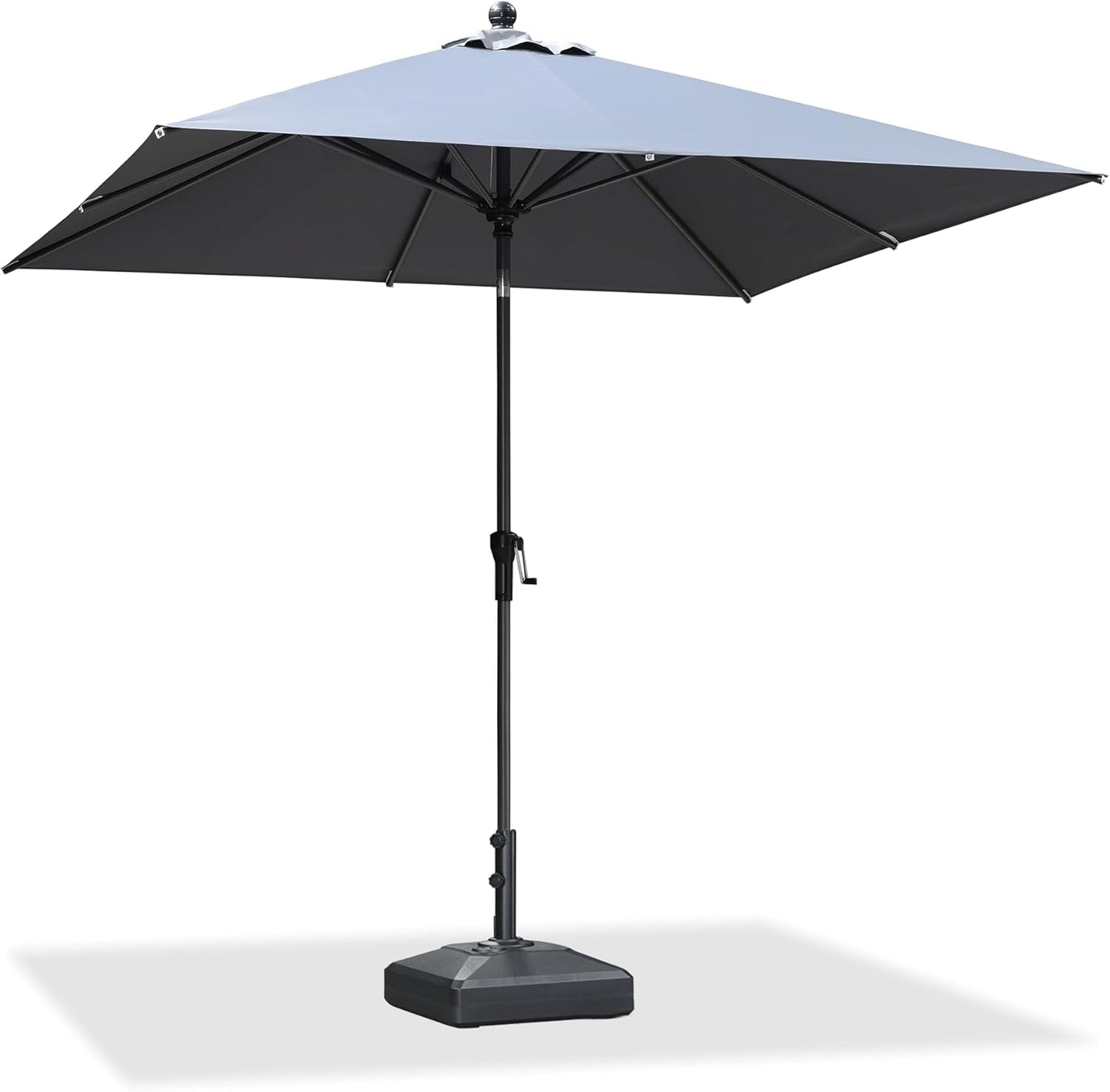 PURPLE LEAF 10' x 6.5' Rectangle Patio Market Umbrella with Base Outdoor Table Umbrellas Aluminum Frame Sun Shade with 8 Sturdy Ribs Tilt for Garden Deck Lawn Pool Beige