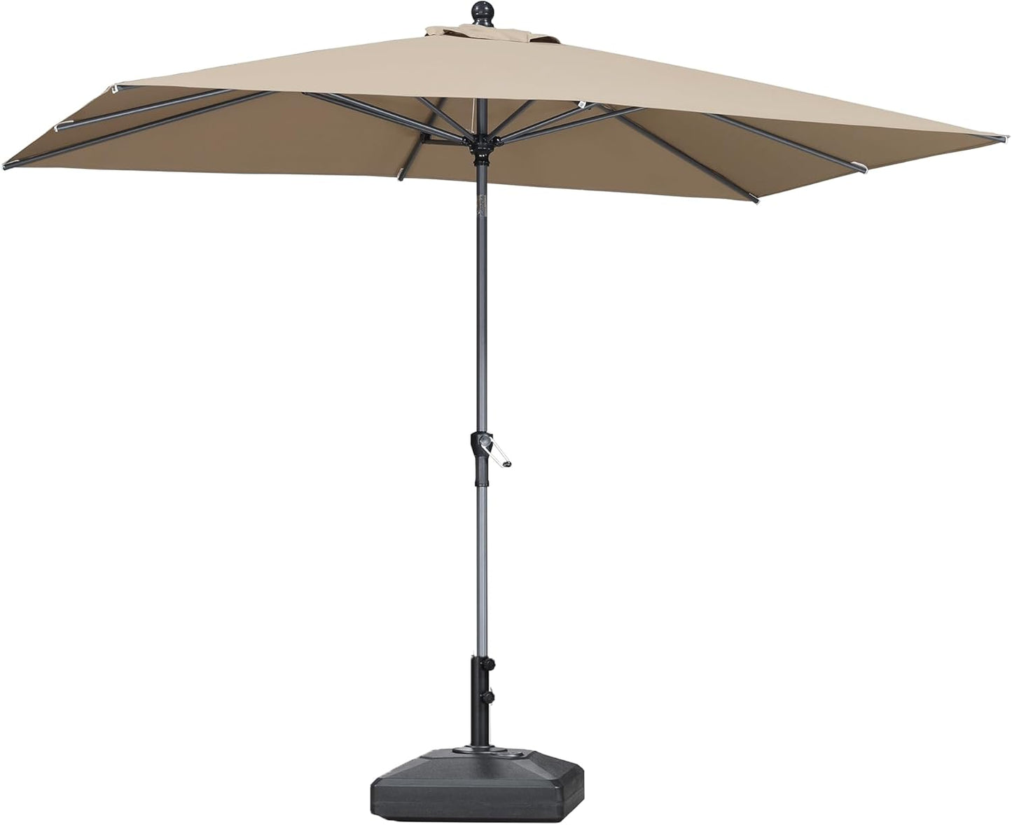 PURPLE LEAF 10' x 6.5' Rectangle Patio Market Umbrella with Base Outdoor Table Umbrellas Aluminum Frame Sun Shade with 8 Sturdy Ribs Tilt for Garden Deck Lawn Pool Beige