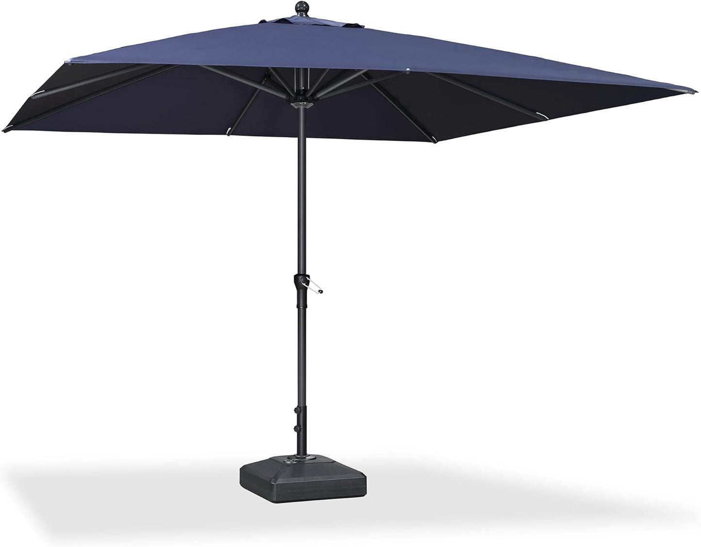 PURPLE LEAF 10' x 6.5' Rectangle Patio Market Umbrella with Base Outdoor Table Umbrellas Aluminum Frame Sun Shade with 8 Sturdy Ribs Tilt for Garden Deck Lawn Pool Beige