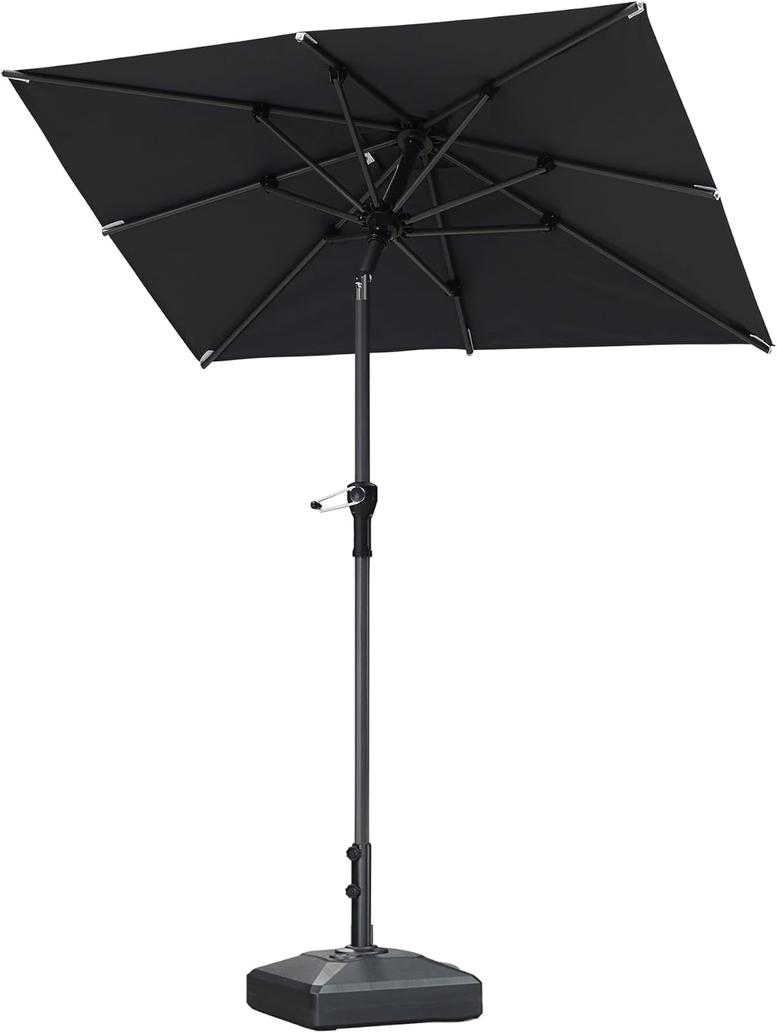 PURPLE LEAF 10' x 6.5' Rectangle Patio Market Umbrella with Base Outdoor Table Umbrellas Aluminum Frame Sun Shade with 8 Sturdy Ribs Tilt for Garden Deck Lawn Pool Beige