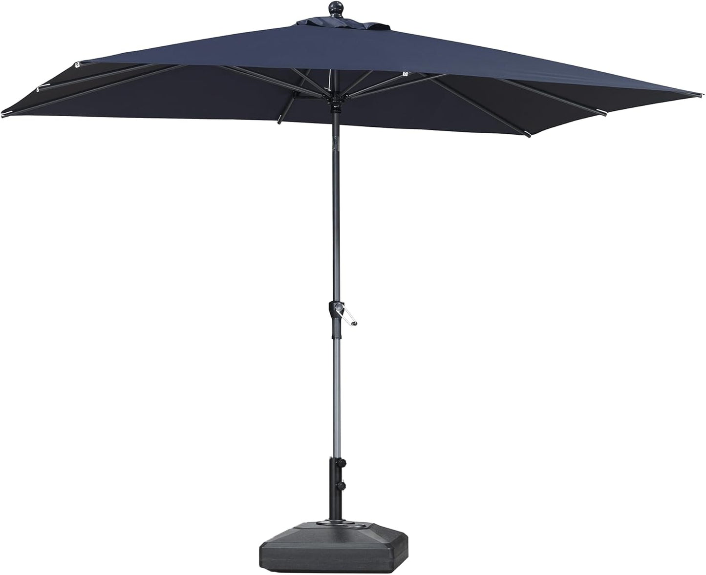 PURPLE LEAF 10' x 6.5' Rectangle Patio Market Umbrella with Base Outdoor Table Umbrellas Aluminum Frame Sun Shade with 8 Sturdy Ribs Tilt for Garden Deck Lawn Pool Beige