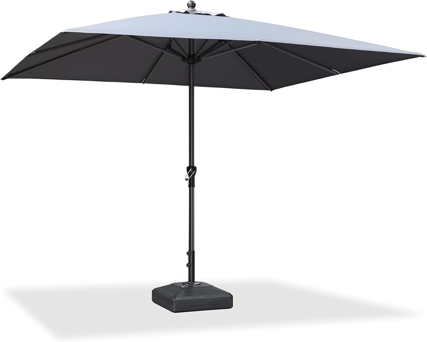 PURPLE LEAF 10' x 6.5' Rectangle Patio Market Umbrella with Base Outdoor Table Umbrellas Aluminum Frame Sun Shade with 8 Sturdy Ribs Tilt for Garden Deck Lawn Pool Beige