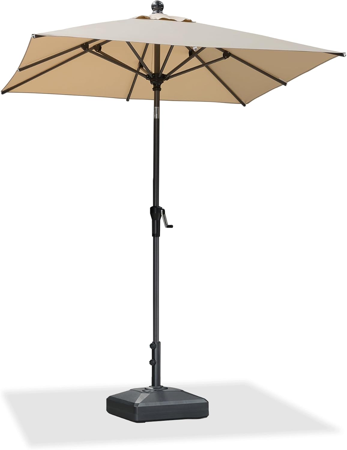 PURPLE LEAF 10' x 6.5' Rectangle Patio Market Umbrella with Base Outdoor Table Umbrellas Aluminum Frame Sun Shade with 8 Sturdy Ribs Tilt for Garden Deck Lawn Pool Beige