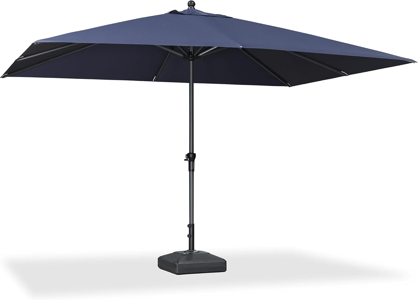 PURPLE LEAF 10' x 6.5' Rectangle Patio Market Umbrella with Base Outdoor Table Umbrellas Aluminum Frame Sun Shade with 8 Sturdy Ribs Tilt for Garden Deck Lawn Pool Beige