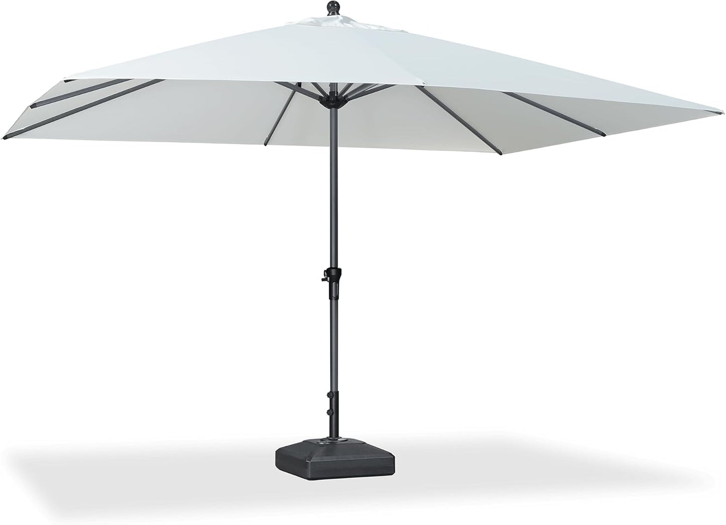 PURPLE LEAF 10' x 6.5' Rectangle Patio Market Umbrella with Base Outdoor Table Umbrellas Aluminum Frame Sun Shade with 8 Sturdy Ribs Tilt for Garden Deck Lawn Pool Beige
