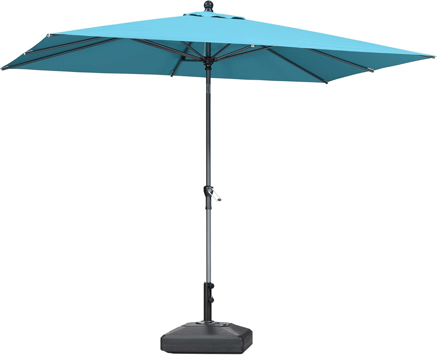PURPLE LEAF 10' x 6.5' Rectangle Patio Market Umbrella with Base Outdoor Table Umbrellas Aluminum Frame Sun Shade with 8 Sturdy Ribs Tilt for Garden Deck Lawn Pool Beige