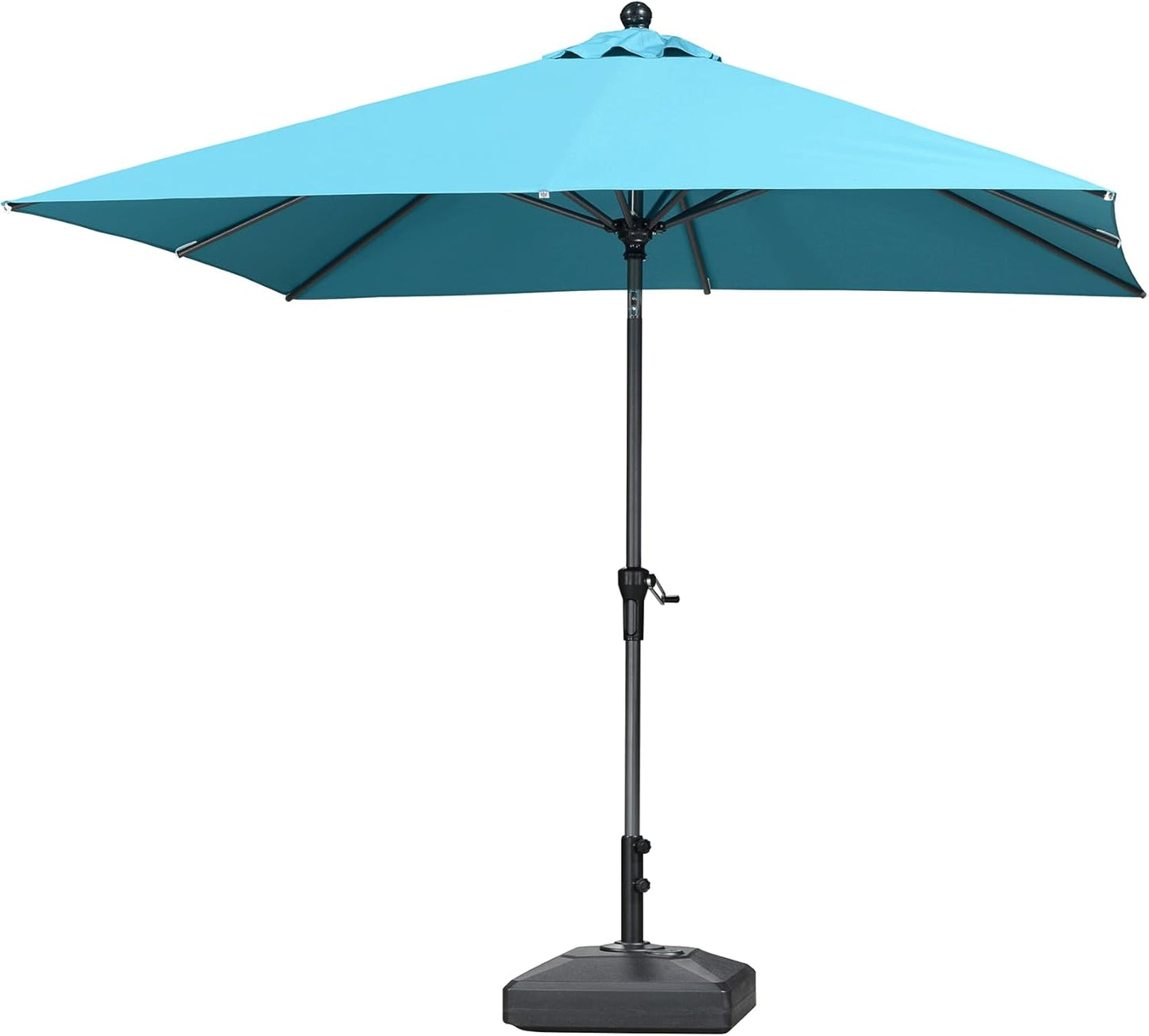 PURPLE LEAF 10' x 6.5' Rectangle Patio Market Umbrella with Base Outdoor Table Umbrellas Aluminum Frame Sun Shade with 8 Sturdy Ribs Tilt for Garden Deck Lawn Pool Beige