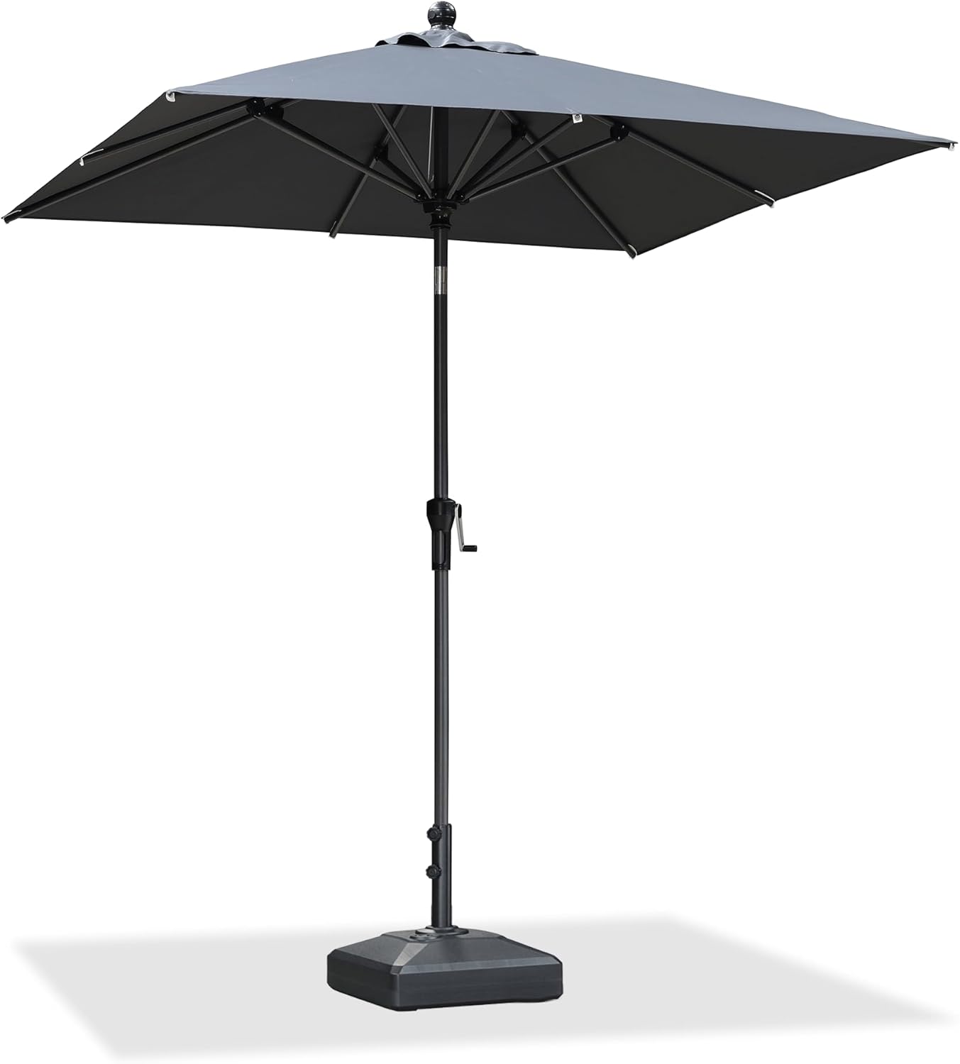 PURPLE LEAF 10' x 6.5' Rectangle Patio Market Umbrella with Base Outdoor Table Umbrellas Aluminum Frame Sun Shade with 8 Sturdy Ribs Tilt for Garden Deck Lawn Pool Beige