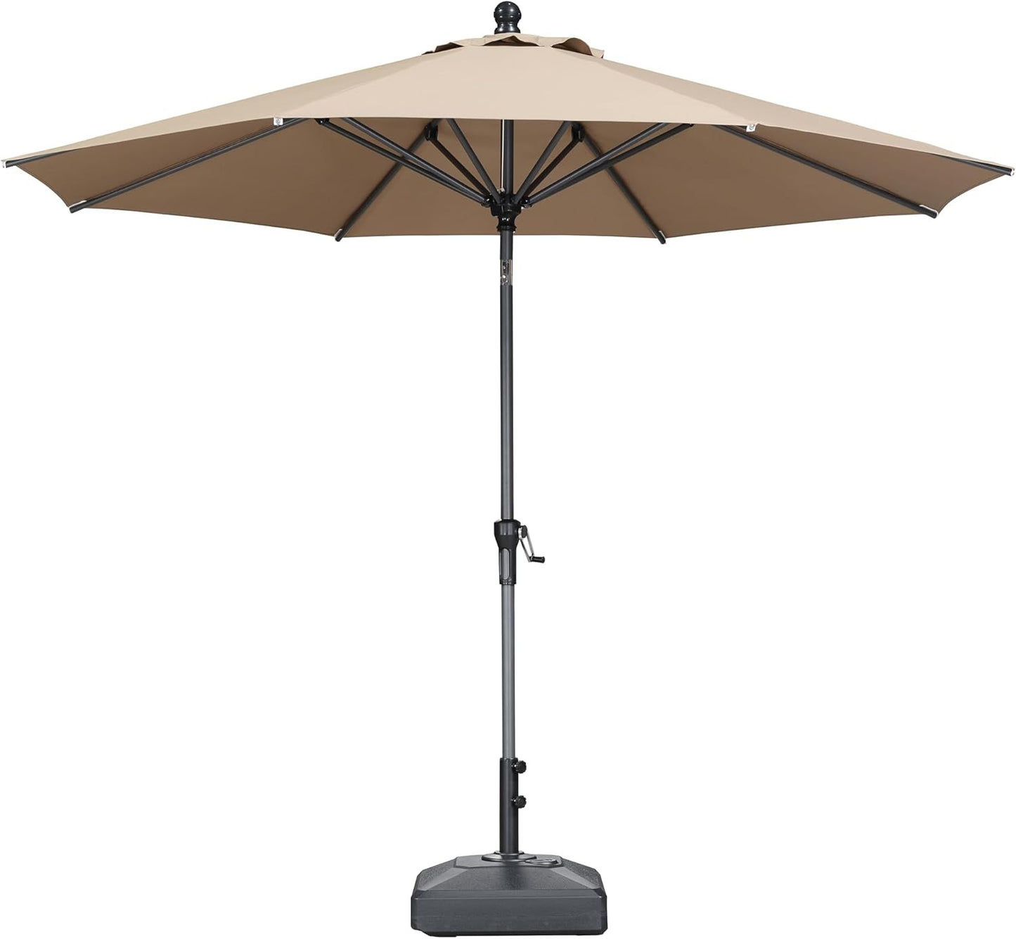 PURPLE LEAF 10' x 6.5' Rectangle Patio Market Umbrella with Base Outdoor Table Umbrellas Aluminum Frame Sun Shade with 8 Sturdy Ribs Tilt for Garden Deck Lawn Pool Beige