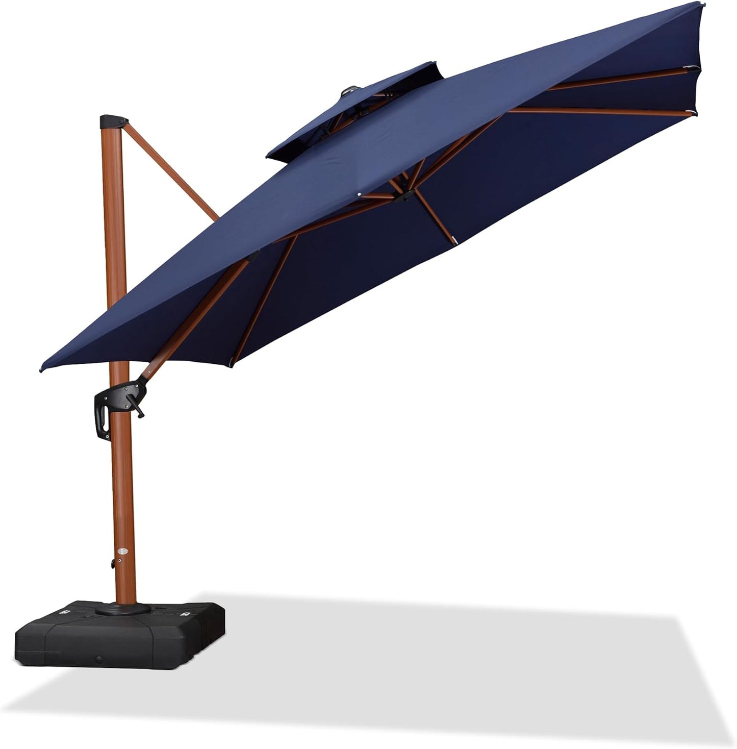 PURPLE LEAF 11' X 11' Patio Umbrella Cantilever Outdoor Umbrellas Square Large Parasol Windproof Sunshade Heavy Duty Sun Umbrellas for Deck Pool Patio Garden, Beige