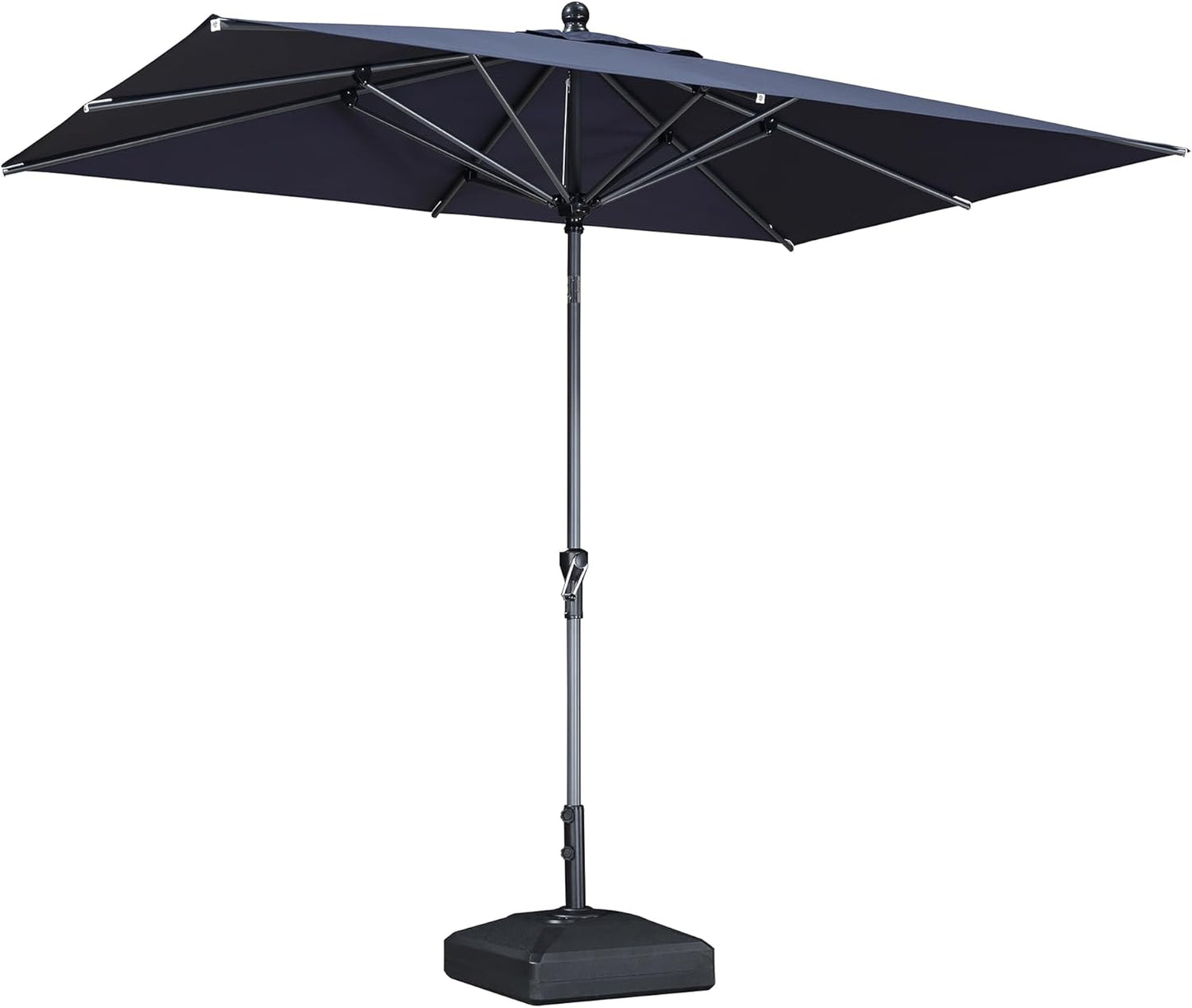 PURPLE LEAF 10' x 6.5' Rectangle Patio Market Umbrella with Base Outdoor Table Umbrellas Aluminum Frame Sun Shade with 8 Sturdy Ribs Tilt for Garden Deck Lawn Pool Beige