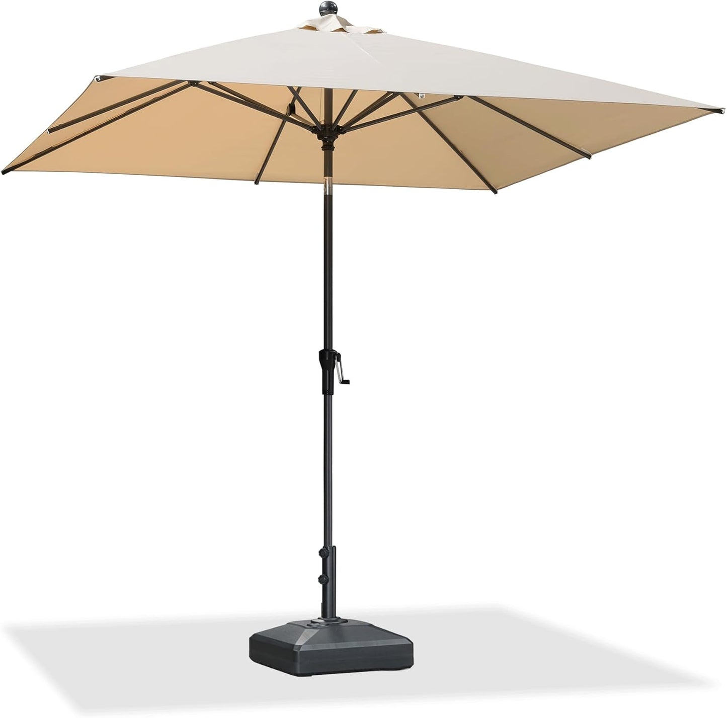 PURPLE LEAF 10' x 6.5' Rectangle Patio Market Umbrella with Base Outdoor Table Umbrellas Aluminum Frame Sun Shade with 8 Sturdy Ribs Tilt for Garden Deck Lawn Pool Beige