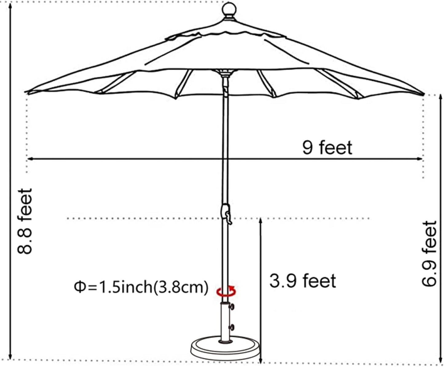 EliteShade USA 10-Year-Non-Fading 9Ft Market Umbrella Patio Umbrella Outdoor Table Umbrella with Ventilation, Heather Beige