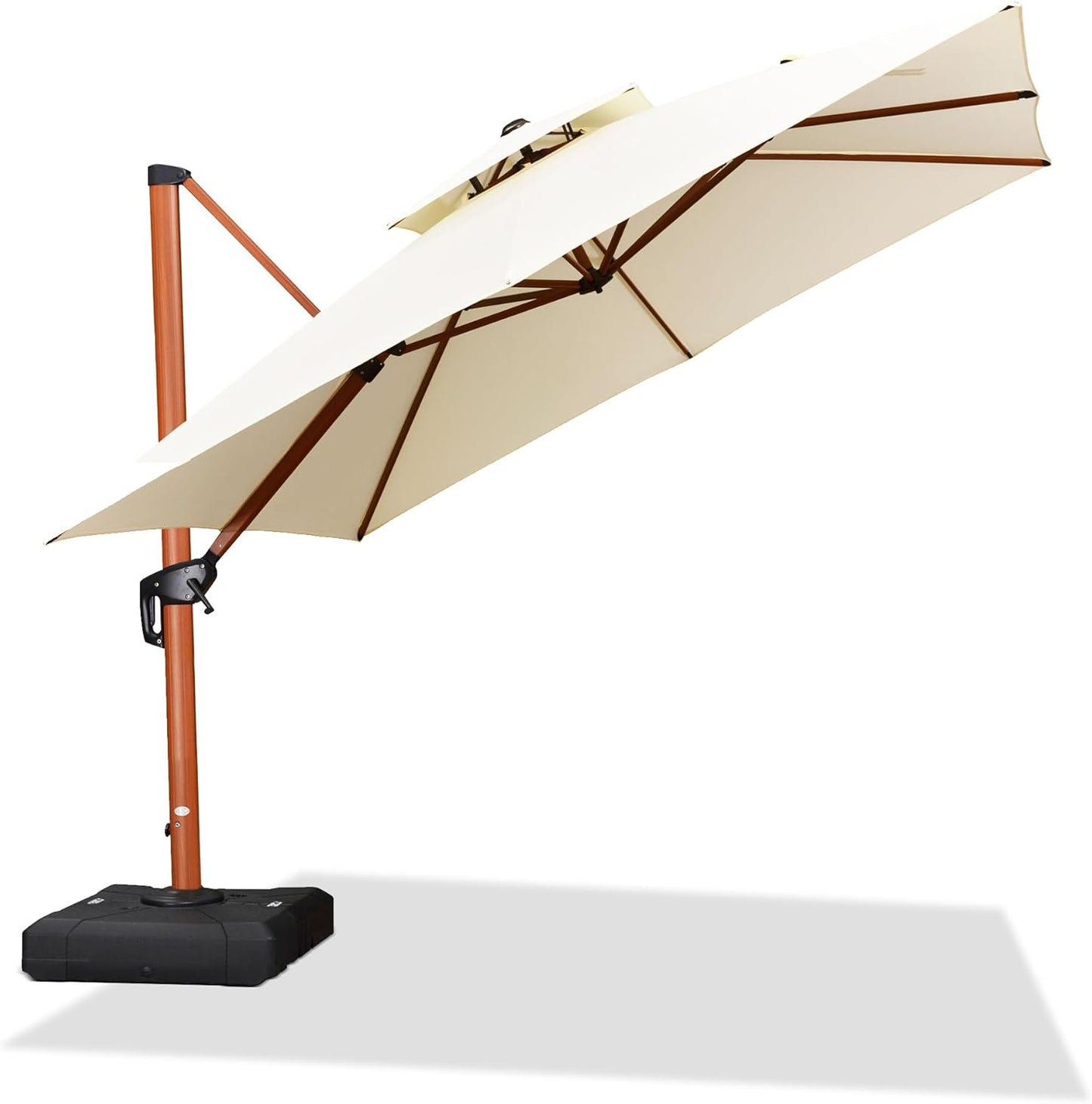 PURPLE LEAF 11' X 11' Patio Umbrella Cantilever Outdoor Umbrellas Square Large Parasol Windproof Sunshade Heavy Duty Sun Umbrellas for Deck Pool Patio Garden, Beige