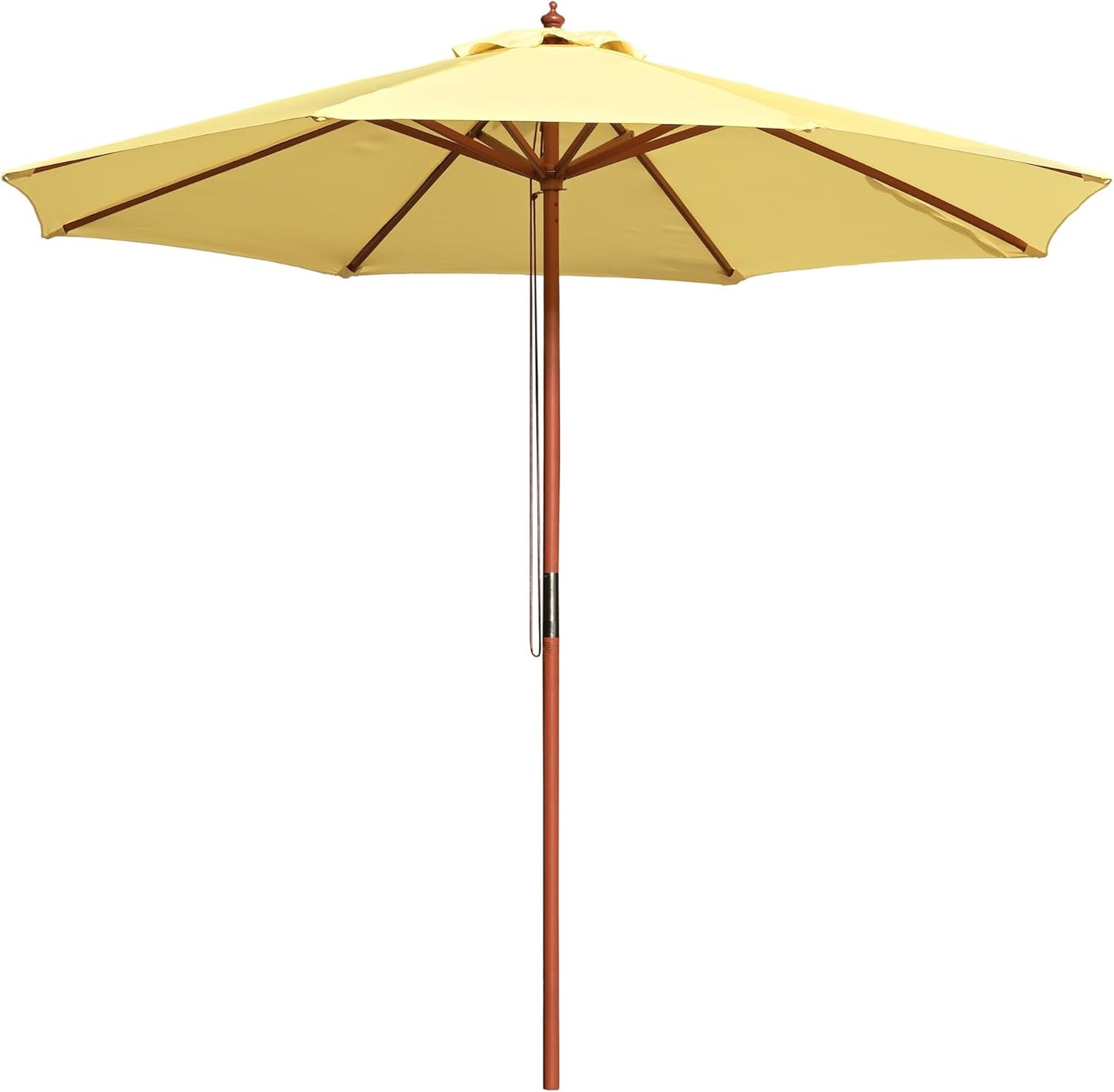 Yescom Solid Wooden Outdoor Patio Umbrella for Market Garden Yard Beach for Sand Deck Cafe Bistro Table Poolside Wedding Party Hotel Sunshade