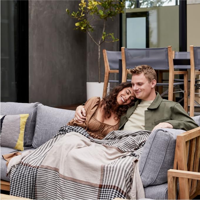 Outer Insect-Repellent Throw Blanket with Bug Shield Technology,Lightweight Outdoor Blanket for Backyard,Camping,Picnic and Beach,Stone Gray Buffalo Plaid,50" W x 60"