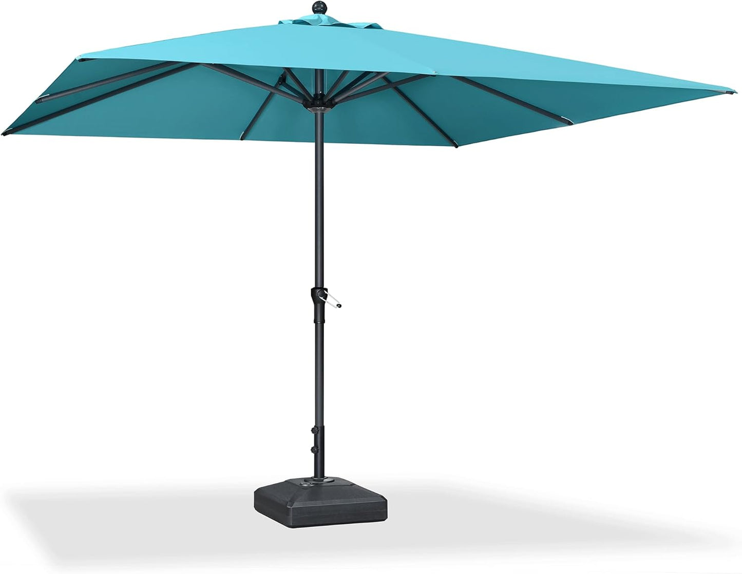 PURPLE LEAF 10' x 6.5' Rectangle Patio Market Umbrella with Base Outdoor Table Umbrellas Aluminum Frame Sun Shade with 8 Sturdy Ribs Tilt for Garden Deck Lawn Pool Beige