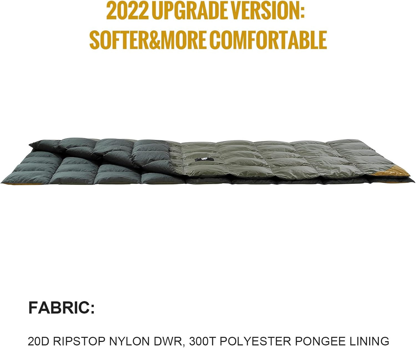 ONETIGRIS Down Camping Blanket 2 Person -Warm, Lightweight, Packable, Puffy Outdoor Travelling Blanket for Cold Weather Backpacking Hiking Stadium Gardening Beach Picnic Quilt