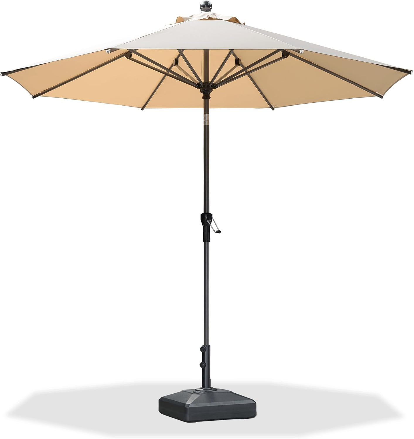 PURPLE LEAF 10' x 6.5' Rectangle Patio Market Umbrella with Base Outdoor Table Umbrellas Aluminum Frame Sun Shade with 8 Sturdy Ribs Tilt for Garden Deck Lawn Pool Beige