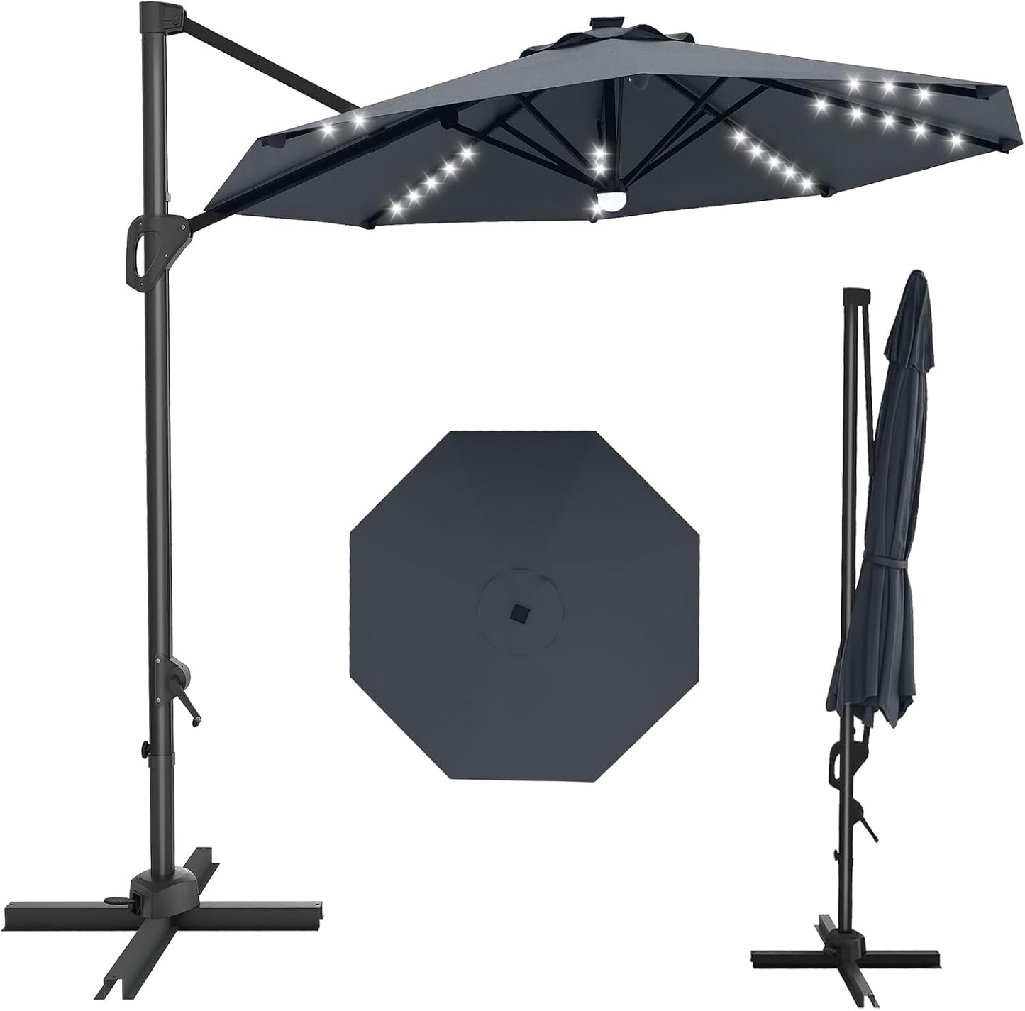 GarveeLife 10FT Outdoor Patio Umbrella Large Cantilever Market Sun Shade Windproof Offset with 360-Degree Rotation for Garden Deck Pool Patio