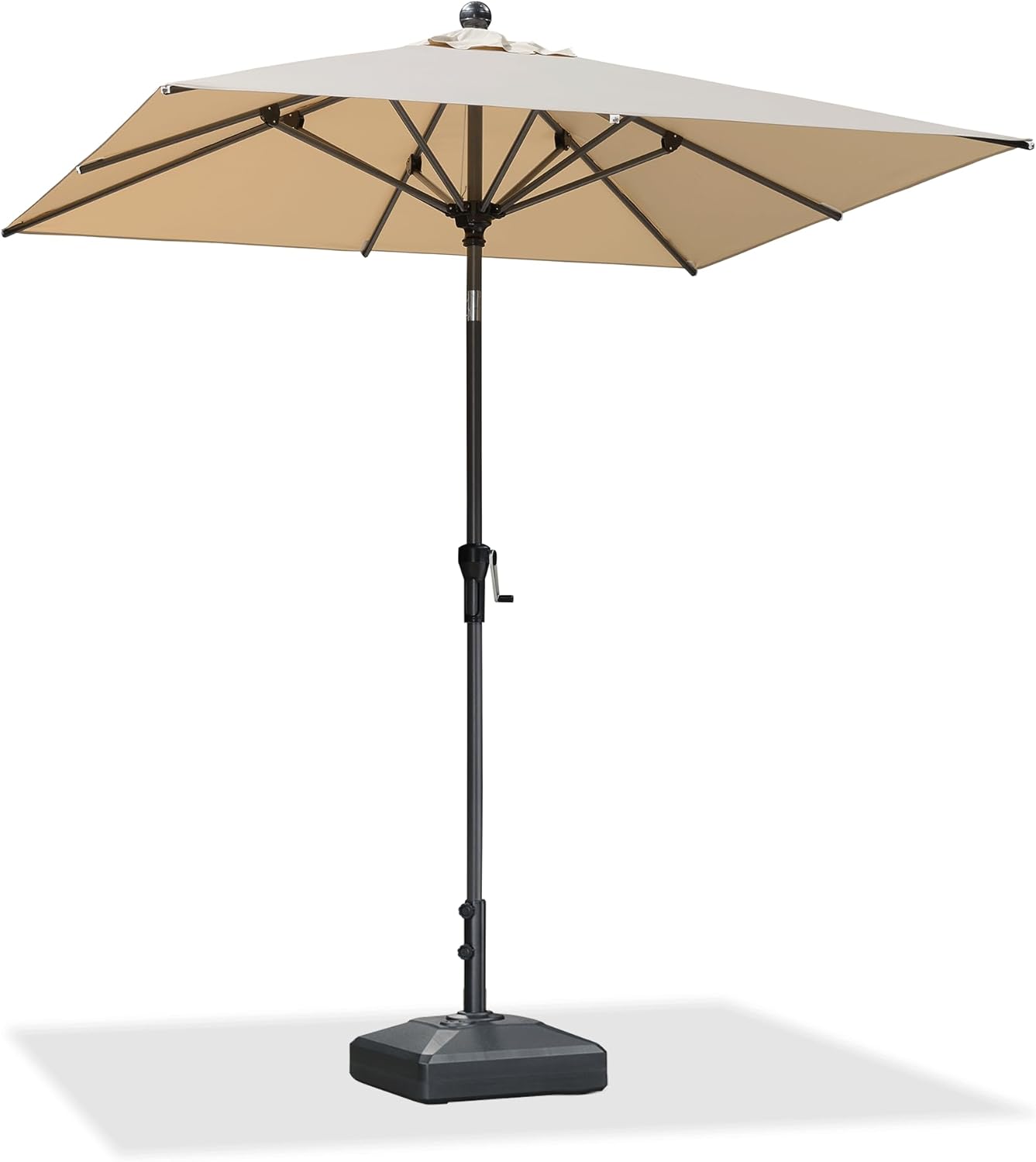 PURPLE LEAF 10' x 6.5' Rectangle Patio Market Umbrella with Base Outdoor Table Umbrellas Aluminum Frame Sun Shade with 8 Sturdy Ribs Tilt for Garden Deck Lawn Pool Beige