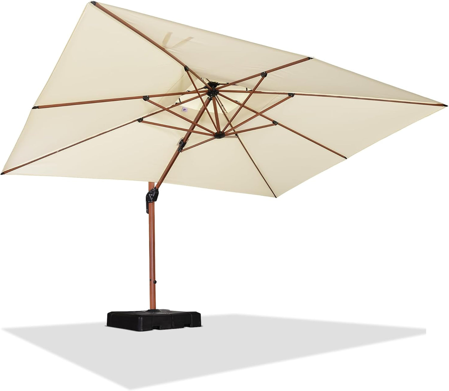 PURPLE LEAF 11' X 11' Patio Umbrella Cantilever Outdoor Umbrellas Square Large Parasol Windproof Sunshade Heavy Duty Sun Umbrellas for Deck Pool Patio Garden, Beige