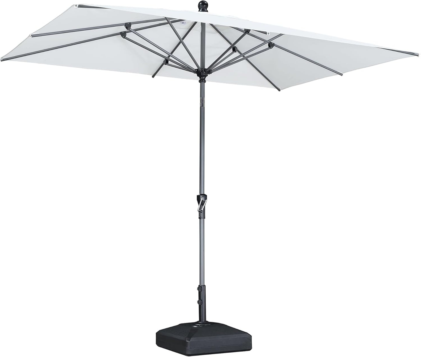 PURPLE LEAF 10' x 6.5' Rectangle Patio Market Umbrella with Base Outdoor Table Umbrellas Aluminum Frame Sun Shade with 8 Sturdy Ribs Tilt for Garden Deck Lawn Pool Beige