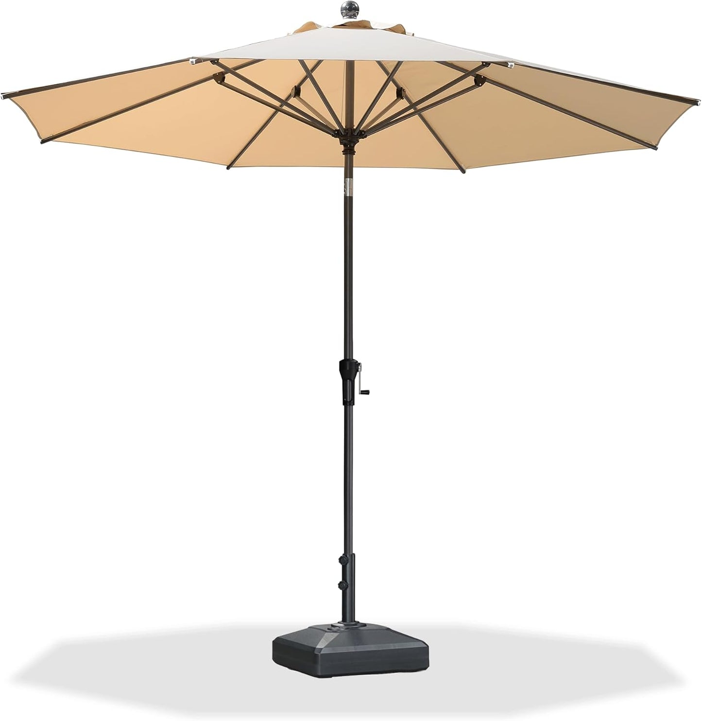 PURPLE LEAF 10' x 6.5' Rectangle Patio Market Umbrella with Base Outdoor Table Umbrellas Aluminum Frame Sun Shade with 8 Sturdy Ribs Tilt for Garden Deck Lawn Pool Beige