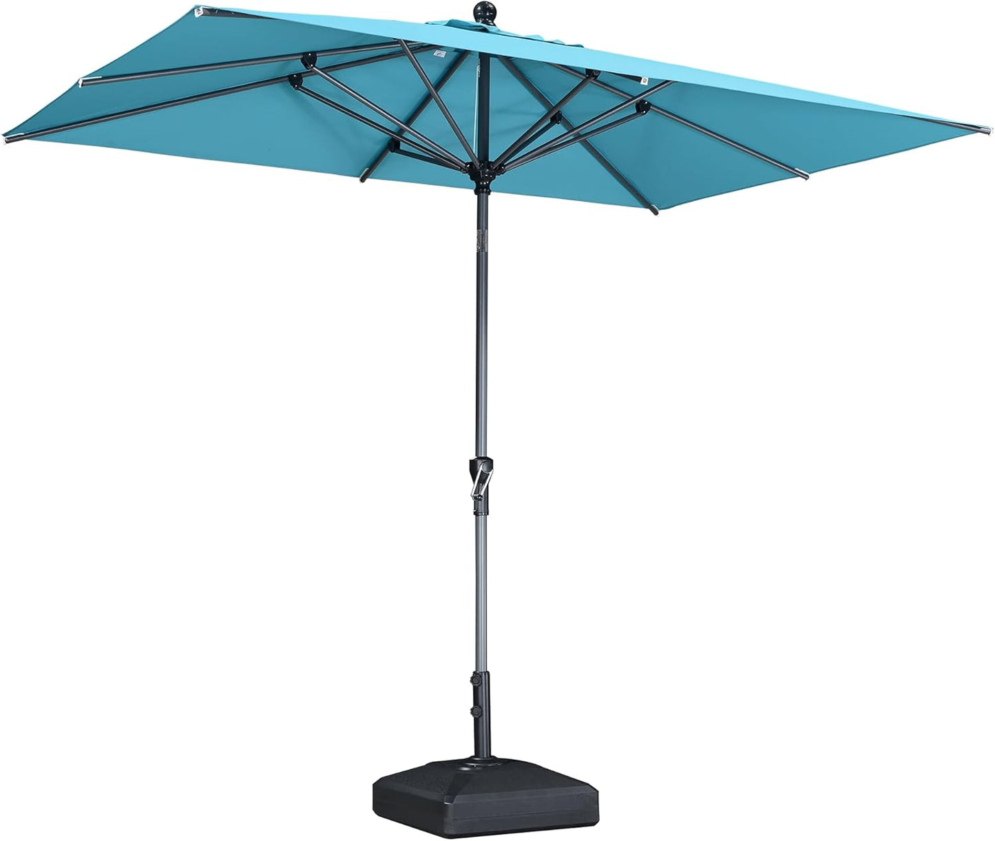 PURPLE LEAF 10' x 6.5' Rectangle Patio Market Umbrella with Base Outdoor Table Umbrellas Aluminum Frame Sun Shade with 8 Sturdy Ribs Tilt for Garden Deck Lawn Pool Beige