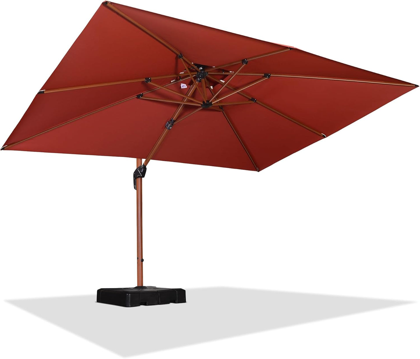 PURPLE LEAF 11' X 11' Patio Umbrella Cantilever Outdoor Umbrellas Square Large Parasol Windproof Sunshade Heavy Duty Sun Umbrellas for Deck Pool Patio Garden, Beige